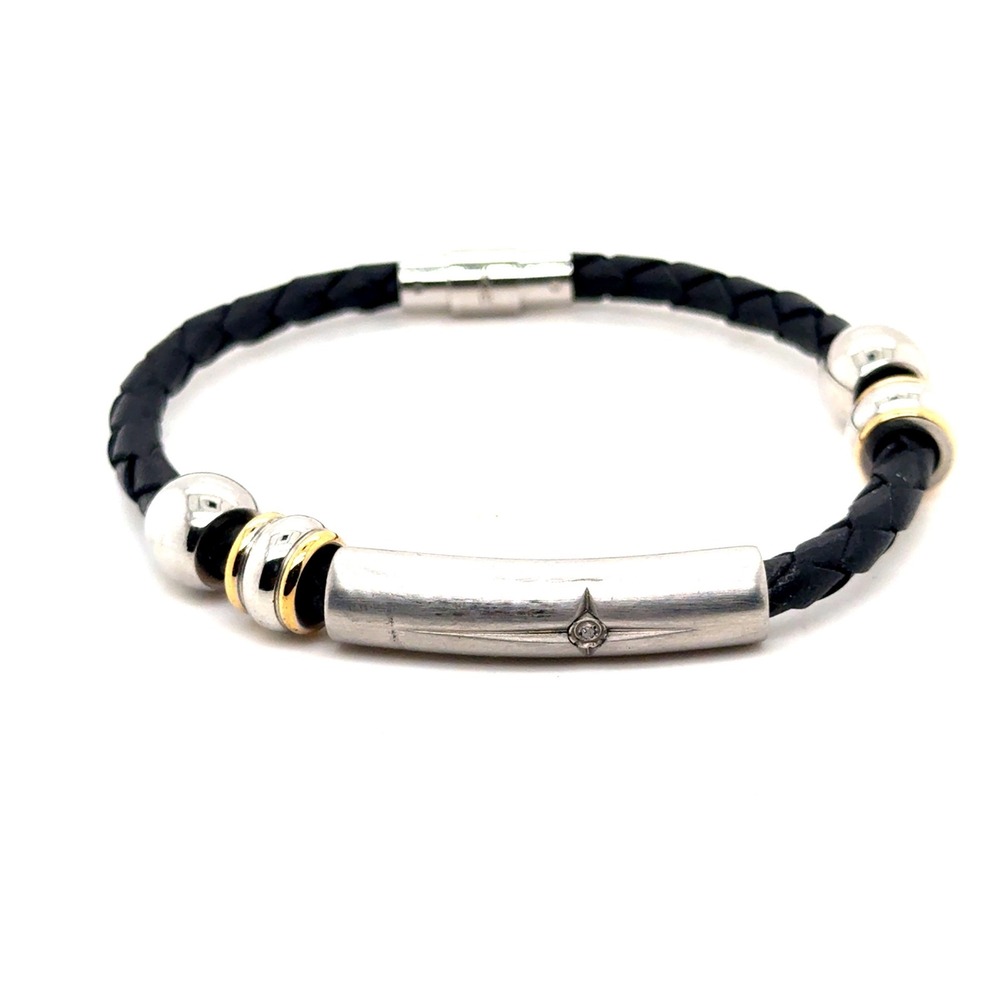 Granddaughter Braided Leather Bracelet Silver Gold Tone Inscribed 8 Inch